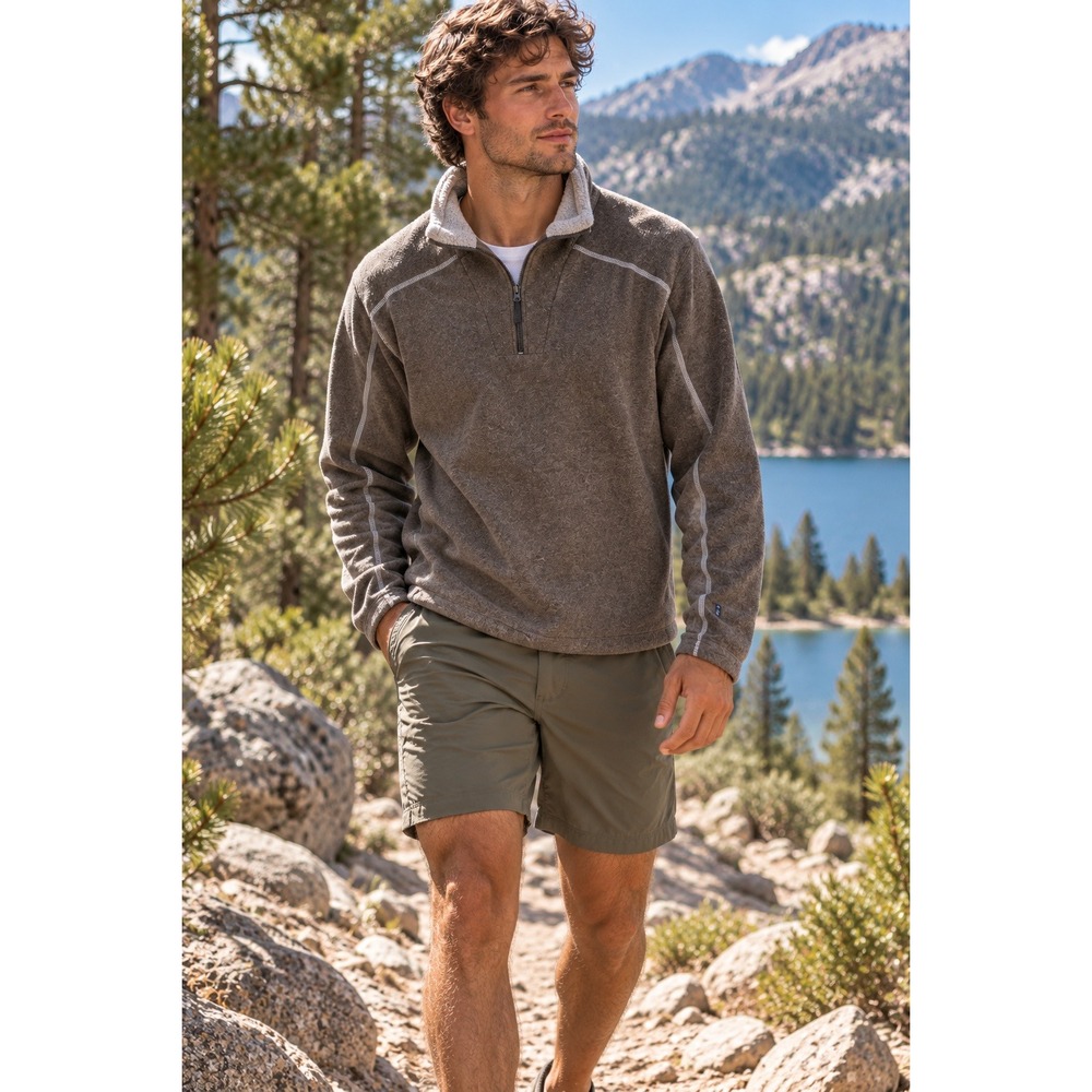 KUHL Europa Alfpaca Fleece 1/4 Zip Pullover Mens M Brown earthy hiking Gorpcore